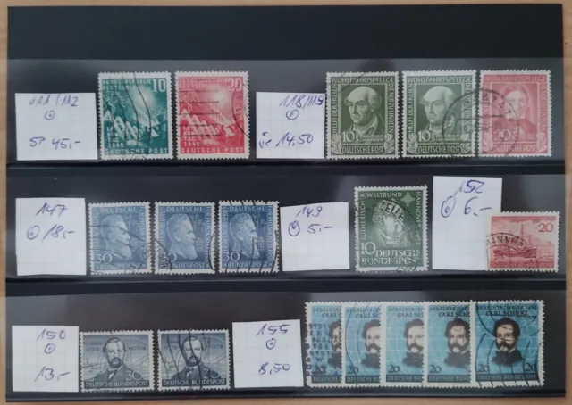 Konvolut von 5 Steckkarten mit Briefmarken BRD Bund + Berlin ab Anfangsjahre