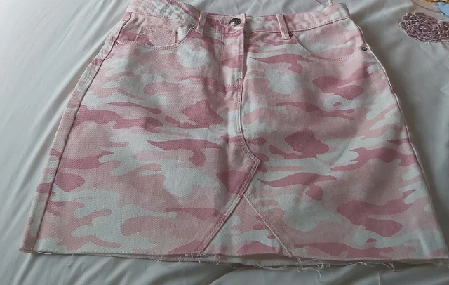 GIRLS MATALAN COTTON Pink Camouflage Denim Skirt. Age 11 Years