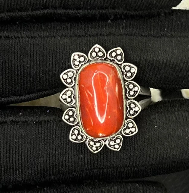 Handgemachte Ringe aus roten Korallen-Edelsteinen-natürliche rote...