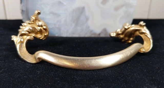 Antique Vintage Serpentine Cast Brass Drawer Dresser Cabinet Ornate Pull
