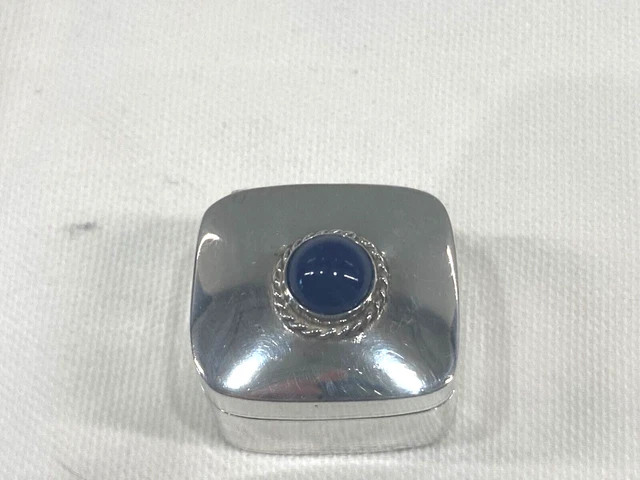 Beautiful Mexican (925)Solid Silver & Carbachon Lapis Lazuli Pill Box