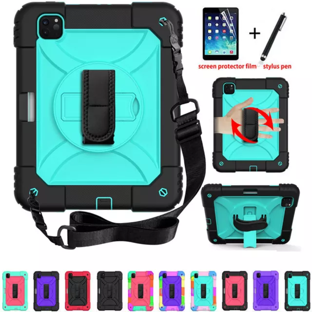 For iPad 7th 8th 9th Gen Air 4 5th Kids Heavy Duty Tough Rugged Strap Case Cover