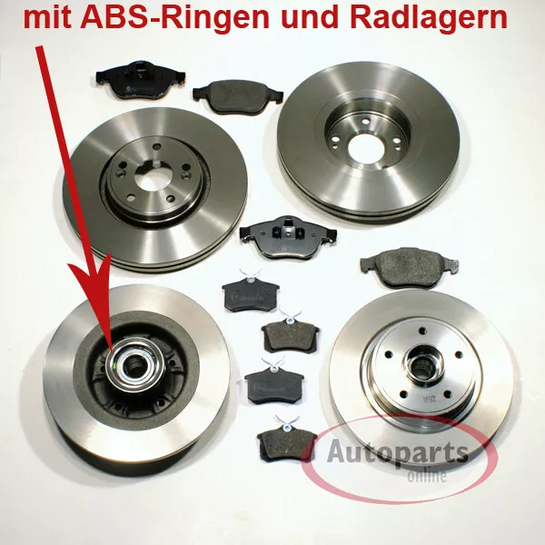 Bremsen Ø 308 mm + 249 mm Beläge Radlager ABS Ringe vorne hinten für Peugeot 308