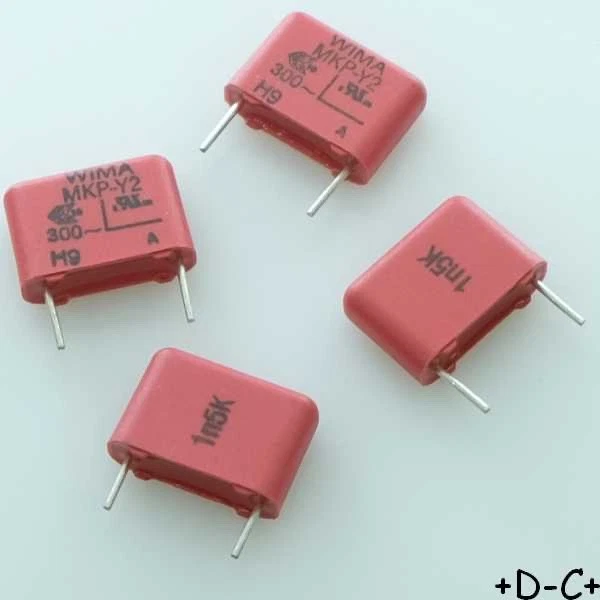 Condensateur X2Y2 0.47uF Avec 2x2200pF Y2 - 3 Fils à Souder, 300VAC, Pour Filtrage Et Sécurité