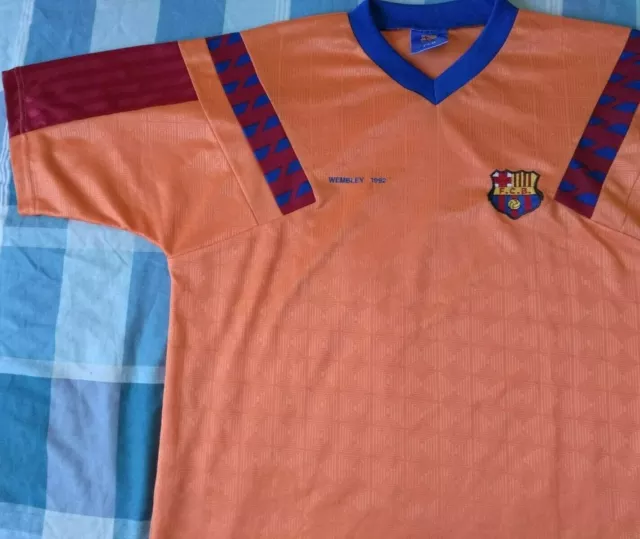 Camiseta Maglia Shirt BARCELONA Wembley Final 1992 Retro Meyba style Size L / XL 2