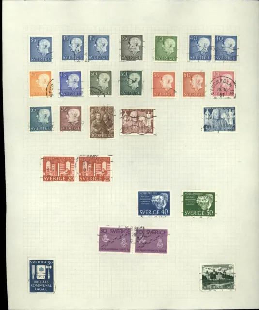 Sweden 1961-1971 Album Page Of Stamps #V31110