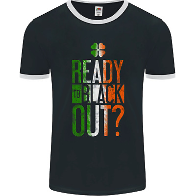 T-shirt Ringer da uomo Ready to Black out St Patricks Day MMA fotoL