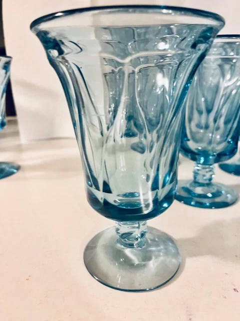 Set of 8 unique Fostoria Jamestown blue vintage tea goblets H- 6 1/8 