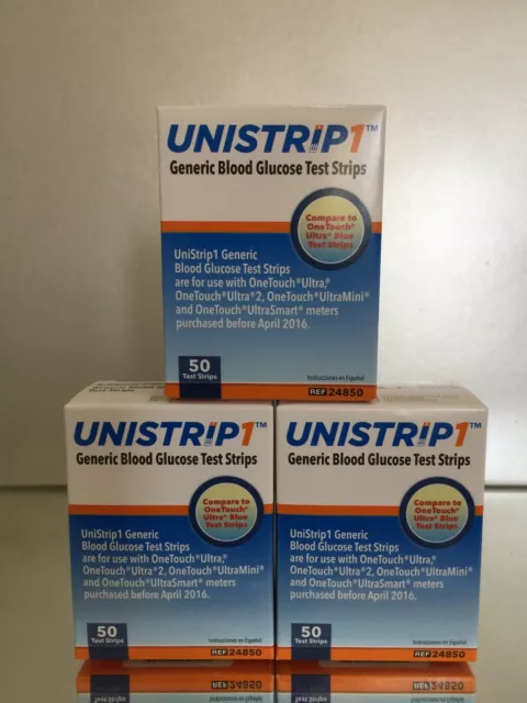 UniStrip1 Glucose Test Strips 150 ct - Generic For One Touch, EXP 05/2025