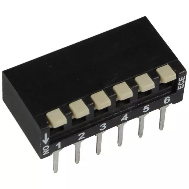 2 ECE EPH-106-LZ DIP-Schalter 6-polig Piano 24V DC 25mA DIL Switch RM2,54 855924