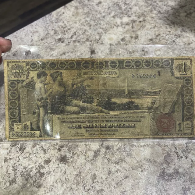 1896 1 ONE DOLLAR EDUCATIONAL SILVER CERTIFICATE CURRENCY NOTE Series B Red seal