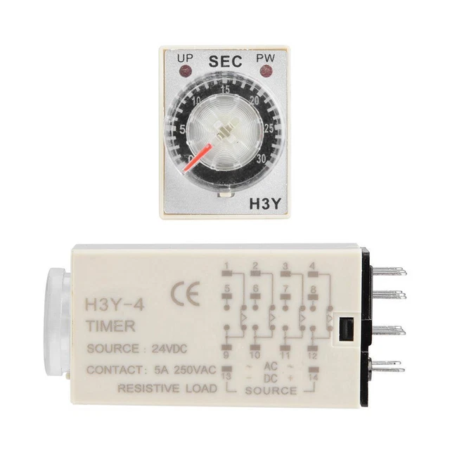 24VDC Delay Timer Switch for Pointer Control in 30 Seconds 14-Pin