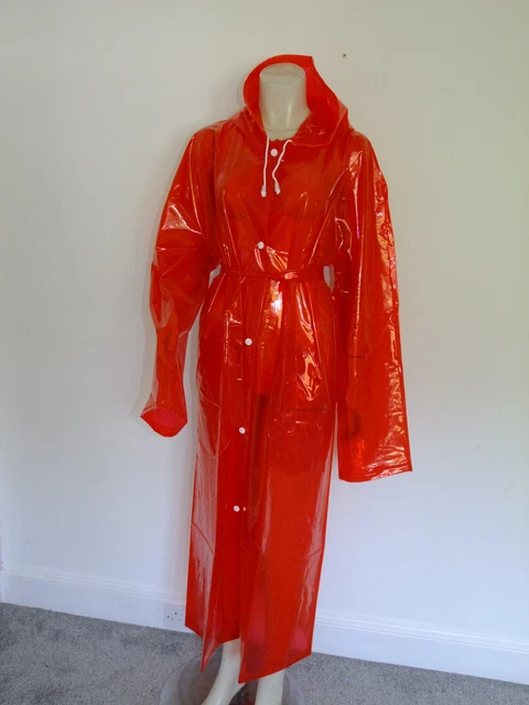 PVC U LIKE Raincoat Rain Coat Mac Shiny Clear Red Plastic Slicker Regenmantel 2X 45.00 PicClick UK