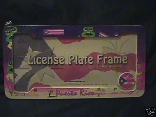 New Puerto Rico Pr Frog Flag Car License Plate Frame W/ Free Key Chain