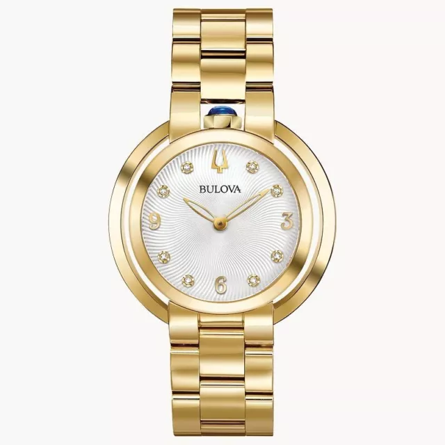 Bulova Womens $675 Dazzling Diamonds Gold Rubaiyat Fancy Dress Watch  97P125