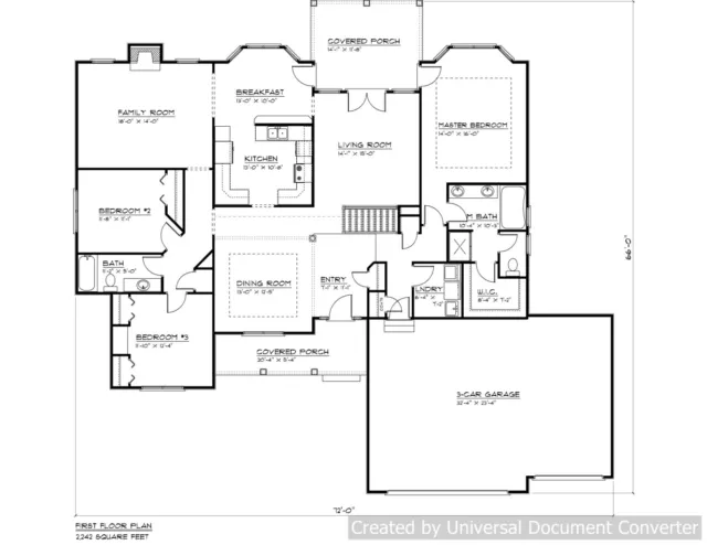 Ensemble complet de plans de maison à étage unique 3 chambres 2 242 pieds carrés 2