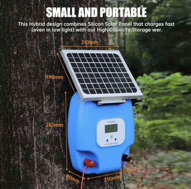 NEW in BOX - Solar Electric Fence Charger w/ LCD Display, 1.5 Joules, 5 Mile