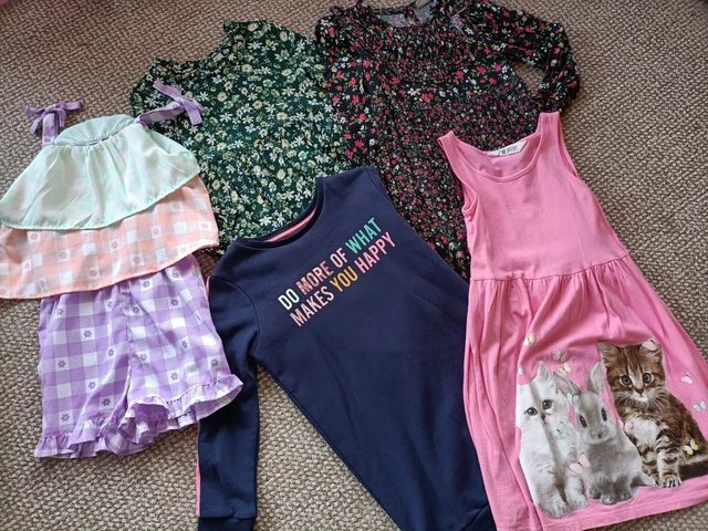 Girls Dress Bundle Age 6-7 Years Floral Short and Long Sleeve Playsuit