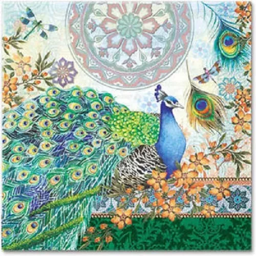 NWT 2 packs Punch Studio 53663 Royal Peacock 20-Ct Beverage Napkins NEW