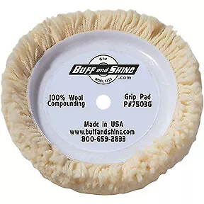 7.5" dia. X 1.5" 100% 4-ply twisted wool grip pad "Cutting pad" 7503G Buff and
