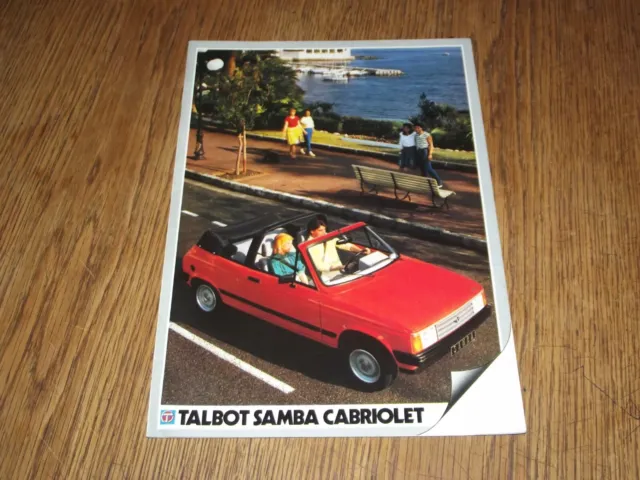 Catalogue Talbot Samba Cabriolet. 1983.