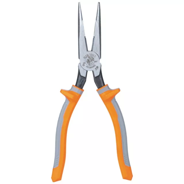 Klein Tools 2038RINS  Pliers, Long Nose Side-Cutters, Insulated, 8-Inch