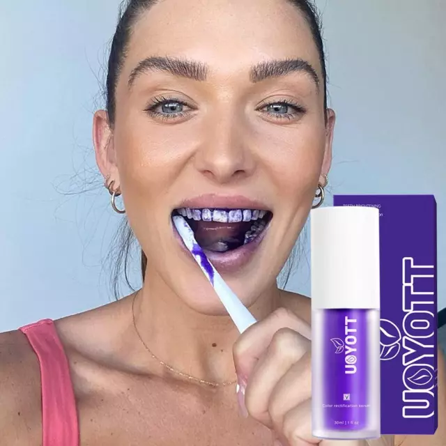 Purple Toothpaste for Teeth Whitening V34 Color Corrector Teeth Cleaning 30ml