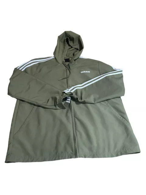 Adidas Mens Green/White Long Sleeve Full Zip Athletic Jacket Size Xl