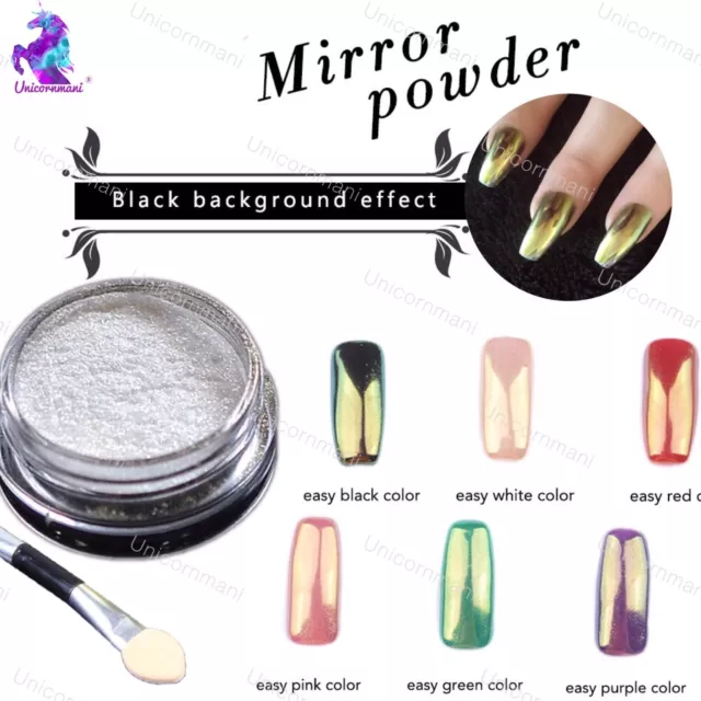 GOLD Mirror Powder White Chrome Effect Nail Powder Gel Polish Pigment (m)