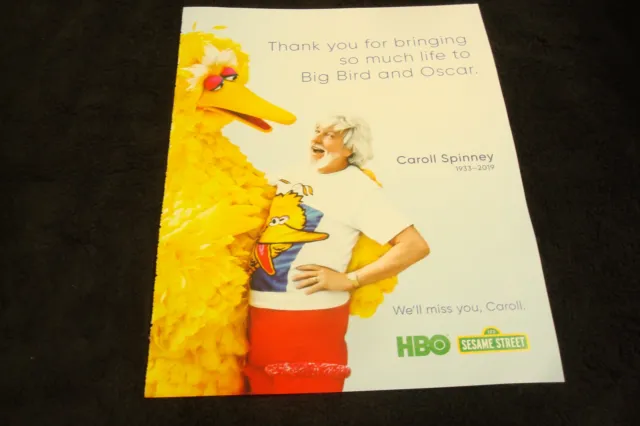 Sesame Street With Caroll Spinney 1933 2019 Tribute Ad Voice Of Big Bird Oscar 998 Picclick