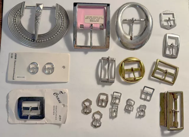 Lot of Vintage Metal Belt Buckles Various Styles and Sizes