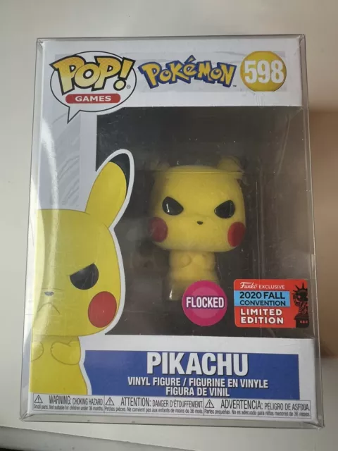 Funko Pop Games Pokemon Flocked Pikachu #598 2020 NYCC Fall Exclusive Figure