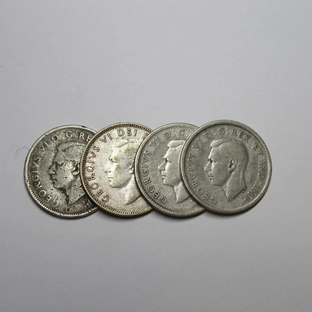 Pre-1967 Canada Junk Silver 80% Bullion 25 Cents Quarter Coins - $1 Face Value