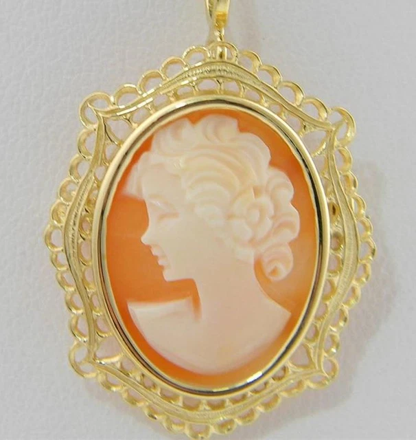 Broche-Pendentif En Or 18 Carats Avec Un Magnifique Camée Sardonique - Neuf
