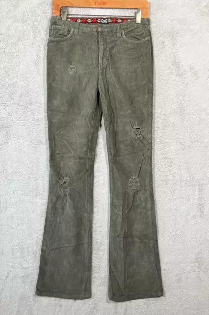 Dolce & Gabbana Corduroy Pants Flare Distress Green Size 28 READ*