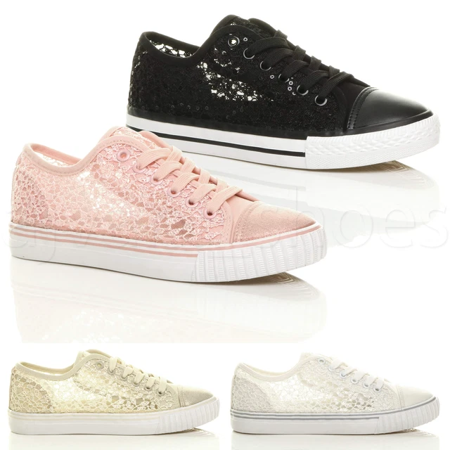 Scarpe Da Ginnastica Estive Da Donna Con Paillettes In Maglia Piatta Misura