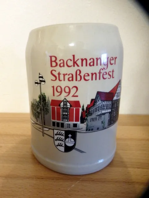 Bierkrug Backnanger Straßenfest 1992 Steinzeug 0,5 l Sammlerstück selten