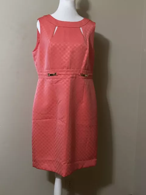 Tahari ASL Coral Pink Dress Size 14