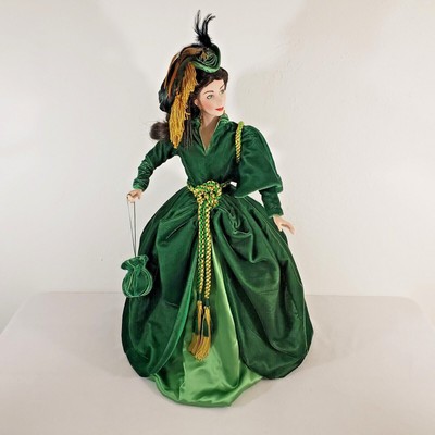 Vintage Franklin Mint Heirloom GWTW Scarlett O'Hara Porcelain Doll Green Curtain