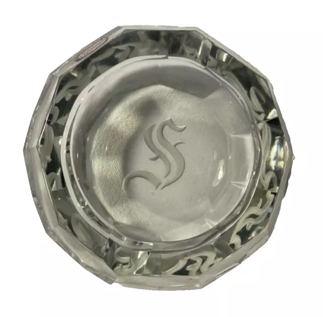Decagon Bohemian Crystal Ashtray Mid-Century Olde English Letter “S” Never Used