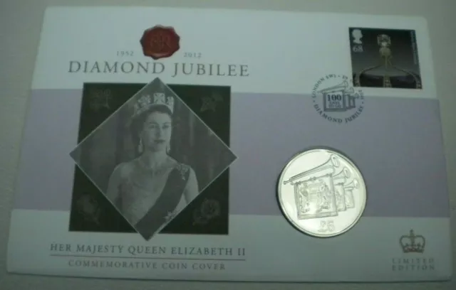 2012 Hm Queen Elizabeth Ii Diamond Jubilee Bunc Gold Plated £5 Coin Cover Pnc