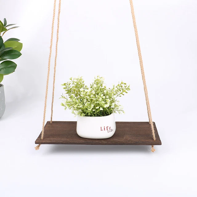 Wall Decoration Hanging Rope Rack Flower Pot Storage Rack Wall  Wood Sh-wf