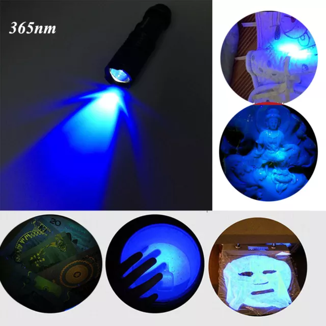 Zoomable Led UV Flashlight Torch Light 365nm Ultra Violet Blacklight AA Battery