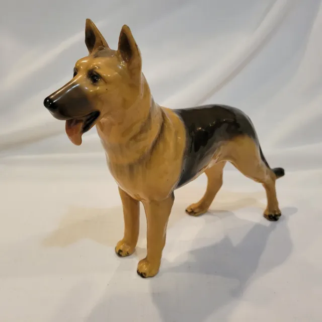 Morten's Studio German Shepard Dog Figurine Tongue Out Ceramic over Metal Frame