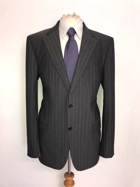 Hugo Boss - Uomo Grigio Lana Abito - 42 Reg - W34 L30 - Worn Due Volte