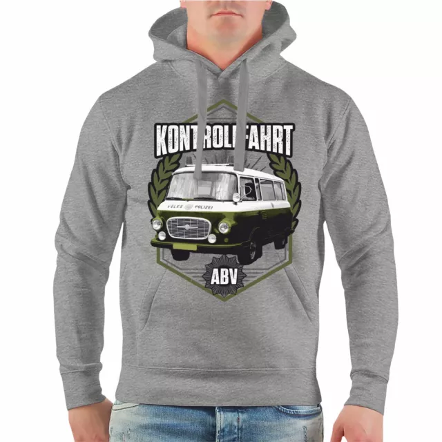 Herren Kapuzenpullover DDR Motive Kontrollfahrt ABV Volkspolizei Barkas osten