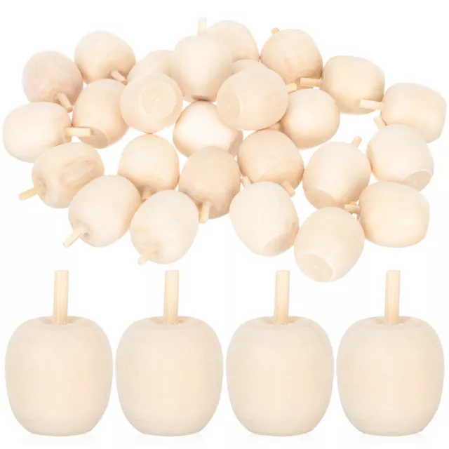 30 Pcs Wooden Fruit Crafts DIY Unfinished Doll Arts and for Kids Toddler Statue