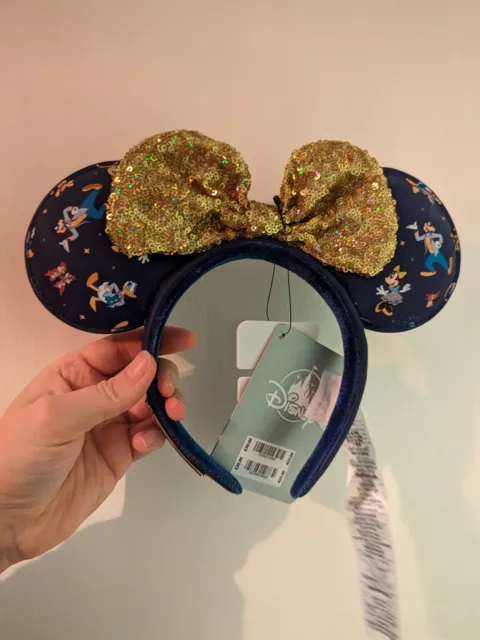 Walt Disney World 50th Anniversary Minnie Ears Headband Gold Sequin official