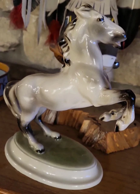 Vintage Keramos Rearing Horse Figurine Vienna Austria Ceramic Porcelain  8" 6