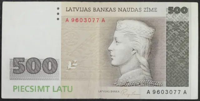 AUTHENTIC Latvia 500 Latu 1992 XF banknote circulated RARE N631